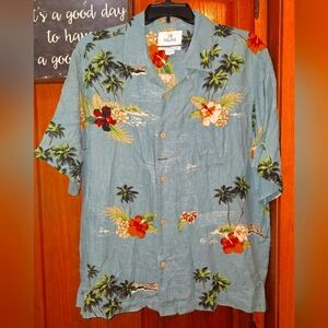 27 Palms Blue Floral Men's Shirt In A Size 2XL. EUC Tropical, Hawaiian, Vacation